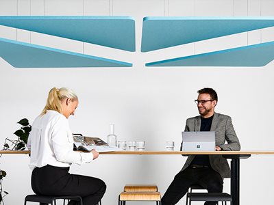 Autex Horizon Suspended Acoustic Ceiling Panels Blue Commercial High Table Meeting