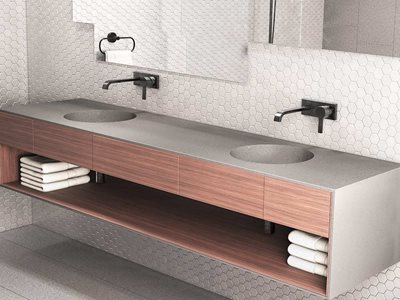 Corian Dove Purity Basin in Modern Bathroom
