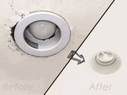 Resizing and flush mounting kits for downlights