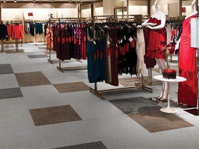 Retail interior with luxury vinyl planks