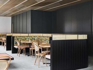 The Ash Grey brick tiled floors beautifully complement Nine Yards’ Australian-inspired café design
