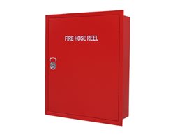 Recessed fire hose reel cabinet