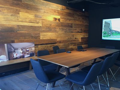 Style Timber Recycled Timber Wall Panelling in an Office Interior