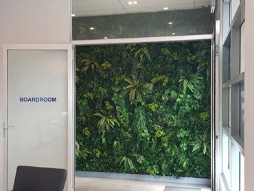 The green wall created a pleasing backdrop for the boardroom