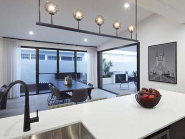 Carinya cavity sliding doors are ideal for integrating indoor-outdoor spaces (Glass Co Metro WA)