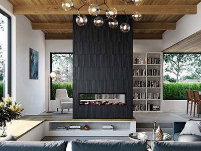 Element Dark Fireplace Living Room