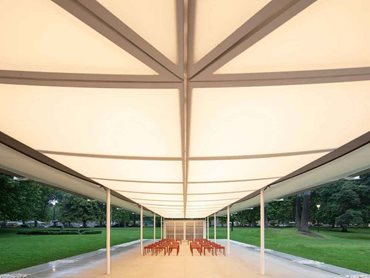 Murcutt’s pavilion design reflects his longstanding interest in linear buildings 
