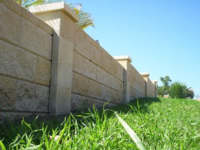 Detailed image of concrete masonry fence system