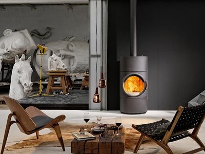 AustroFlamm Austrian Designed Fireplace in Modern Living Room Setting