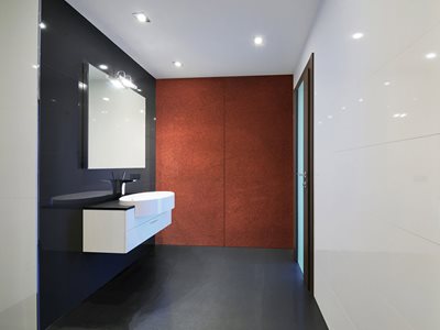 Altro Whiterock Bathroom With Copper Wall Sheets