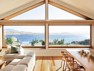 BINQ's windows offer expansive views to Ralphs Bay and Kunanyi/Mt Wellington