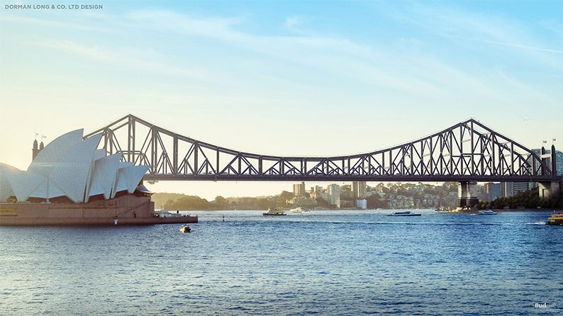 Dorman Long & Co Ltd design Sydney Harbour Bridge sun