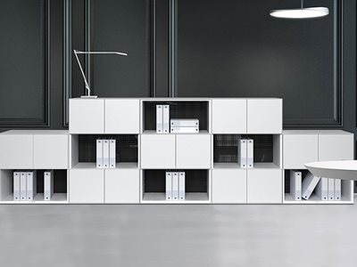 White Storage Cabinets and Shelving Office Space