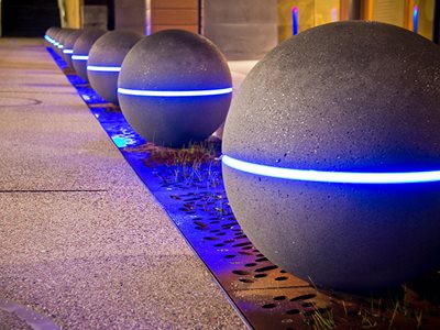Sphere Landscape Boulders Integrated Blue LED Lights