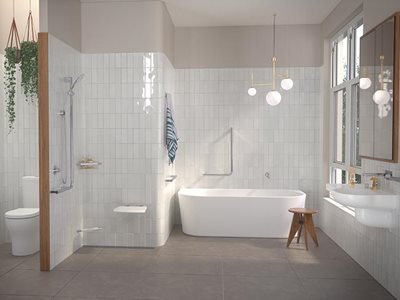 Caroma Opal Collection independent living solution in bathroom interior