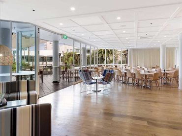 Plank Floors’ engineered timber flooring is featured throughout the foyer, restaurant and public spaces
