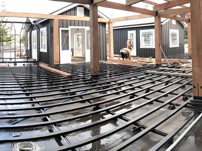 Detailed image of Outdure decking system with structural beams