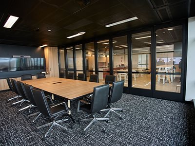 Bildspec Commercial Meeting Room Glass Wall Black Frame 
