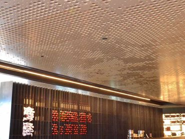 Key-Lena custom perforated panels were supplied to create a distinctive ceiling