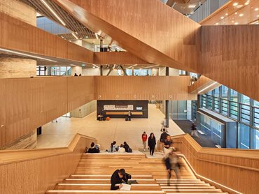 The hoop pine plywood was specified for the building’s internal finishes