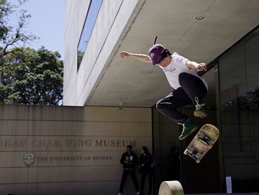 Symposium guests interacted with the sculptures and notable skaters were invited to skate them