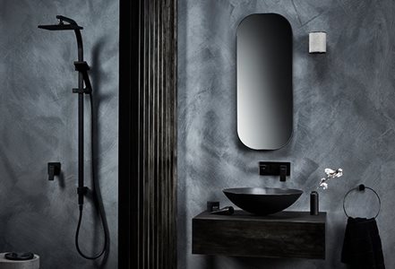 Methven Rere Twin Shower System and Blaze Tapware, Matte Black