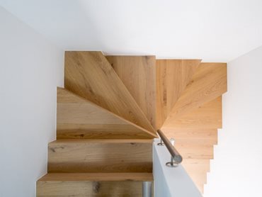Very precise cutting is required to achieve the finish in these engineered timber stair treads