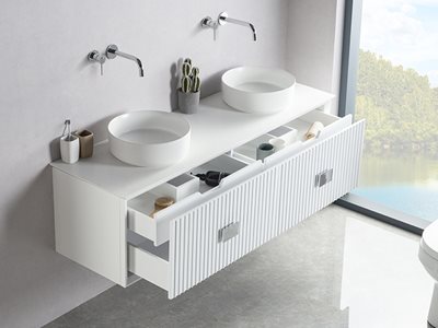 Schots Finola White Double Wall Hung Vanity Bathroom Interior