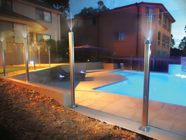 Low Profile Post System with LED Lighting from Dimension One Glass Fencing l jpg