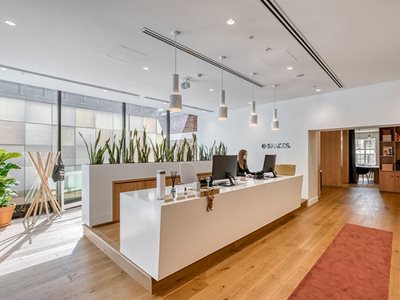 European Oak Plank Flooring Commercial Office Interior