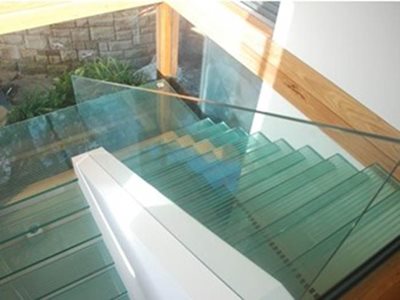 glass stairs and banister