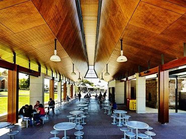 Prodema composite cladding was extensively used throughout the Boilerhouse student precinct 