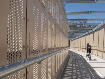 Stoddart fabricated perforated anti-throw screens for the overpass bridge