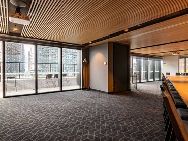 The geometric pattern is carried through to the conference rooms 