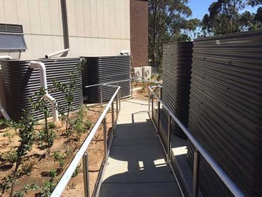Stormwater detention system featuring Modline rainwater tanks