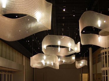 Kaynemaile is used to elevate ceiling designs with beautiful sculptural pieces