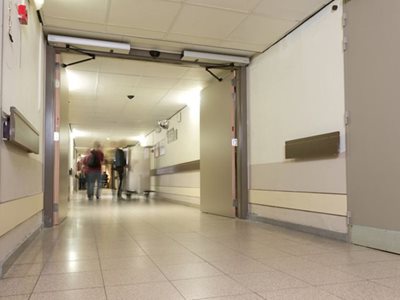 Assa Abloy SW300 Interior Hospital Corridor With Swing Door System 