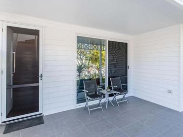 The entire ground level of this home is protected by Invisi-Gard window and door security screens