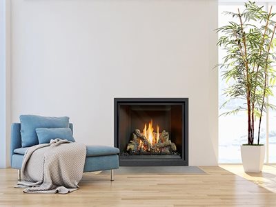 Lopi zero clearance gas fireplace in modern living room interior