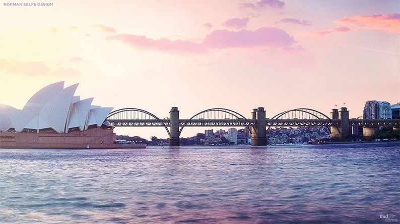 Norman Selfe design Sydney Harbour Bridge sunset