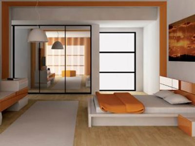 Alspec Versastyle® Slim Wardrobe System Orange Bedroom Interior Mirror Sliding Doors