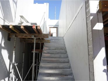 AFS Rediwall permanent formwork was used for the lift core, fire stairs and basement.
