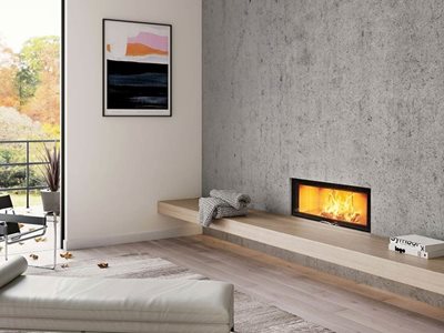 AustroFlamm Recessed Austrian Designed Fireplace in Modern Living Room Setting