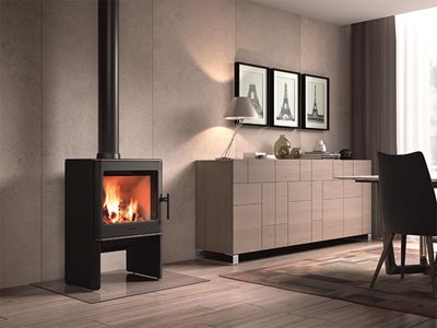 Hergom Cast Iron Fireplace in Modern Living Room Setting 1