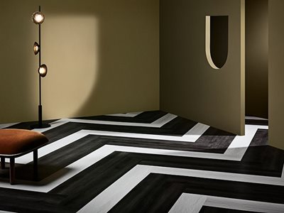 Signature Floors 88 Planks Black White ZigZag Close-Up