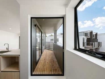 Carinya Select awning windows were chosen for openable windows at the townhouses as well as the apartments