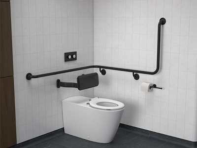 Caroma Care Collection Accessible GermGard Toilet Rail Black