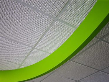 The tiles combine high acoustic performance with an attractive ceiling solution