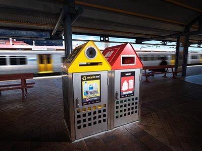BinSafe Centaur bin enclosure on train platform