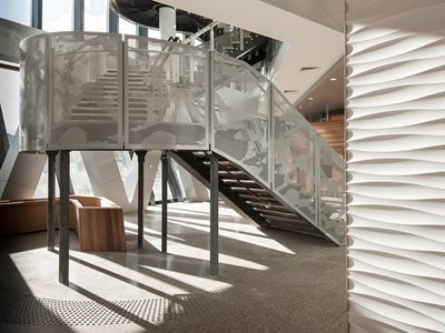 Atkar Commercial Interior White Perforated Railing
